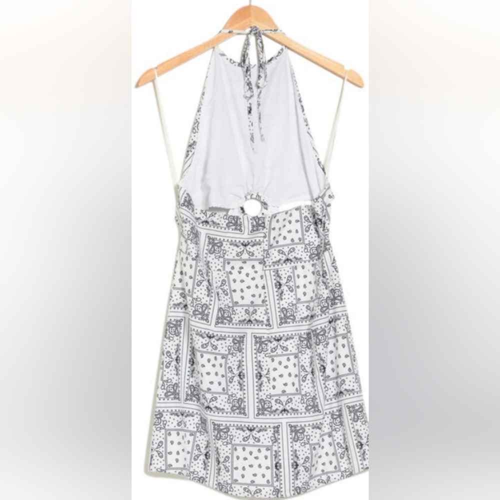 Elodie Mini Dress Halter In White Bandana Medium NWT - Picture 3 of 10